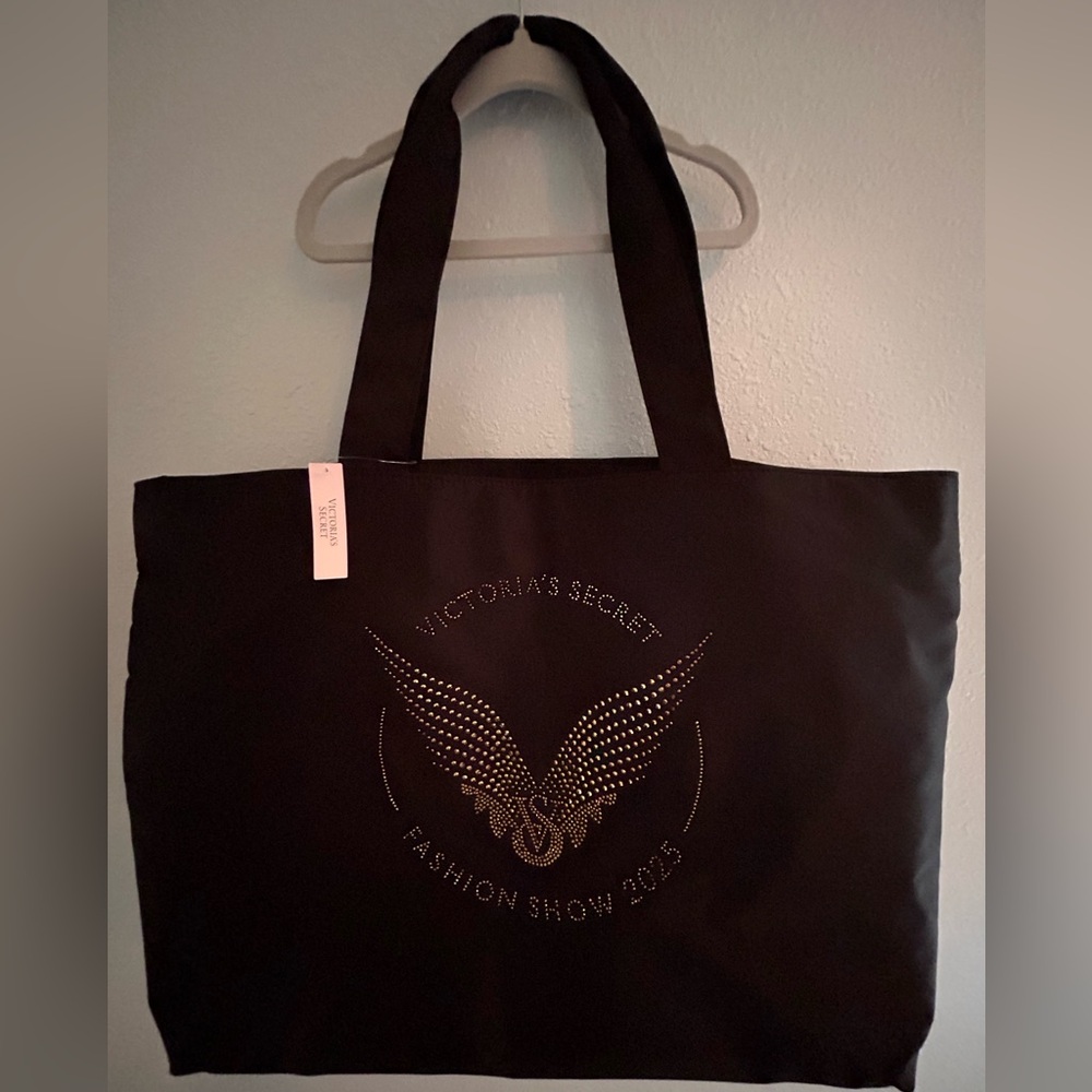 Victoria's Secret Black Tote with Gold Studded Wing Logo